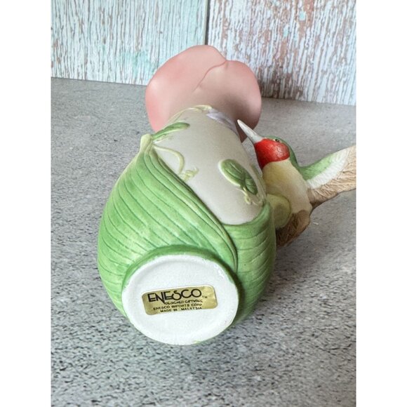 Vintage Enesco Ceramic Vase With Hummingbird & Morning Glory Flowers 6.25" - Picture 5 of 8